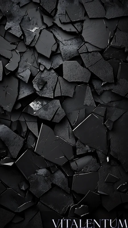 Shattered black surfaces create a bold abstract mosaic of edges