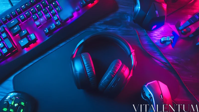 Gaming headset and RGB peripherals on dark desktop.