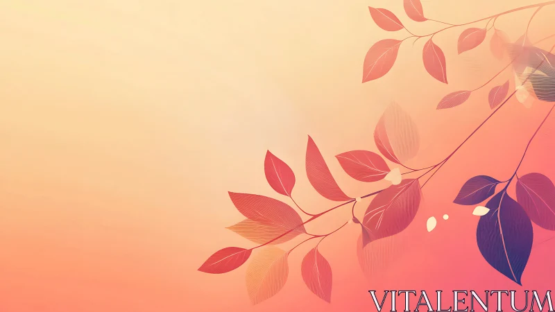 Stylized red and orange leaves on gradient background design.