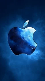 Apple Logo with Planetary Texture and Atmospheric Depth.