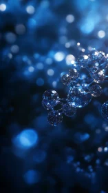 Glittering blue molecular cluster sparkles in dreamy bokeh light