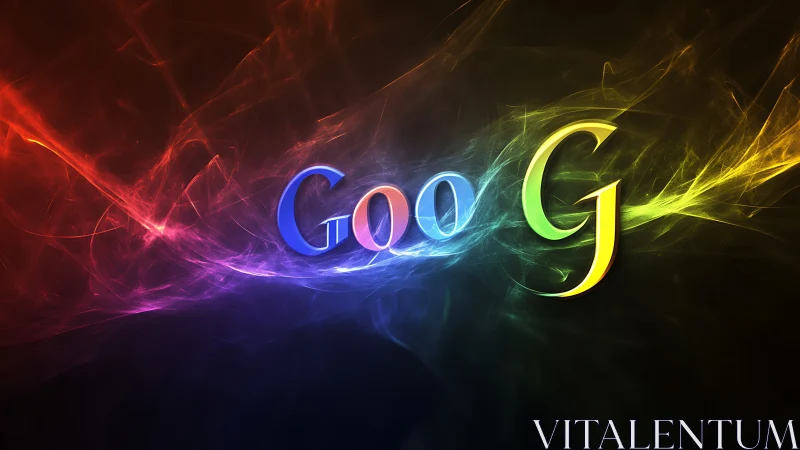 Chromatic energy waves swirling around luminous text logo.