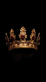 Gilded crown hovers in darkness, hoarding quiet crimson light