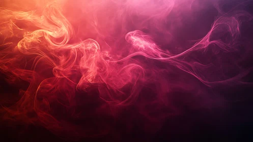 Colored smoke wisps form fluid patterns on dark gradient