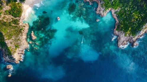Turquoise Paradise: Aerial View of Hidden Coastal Cove.