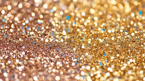 Macro bokeh study of gold glitter surface with warm highlights
