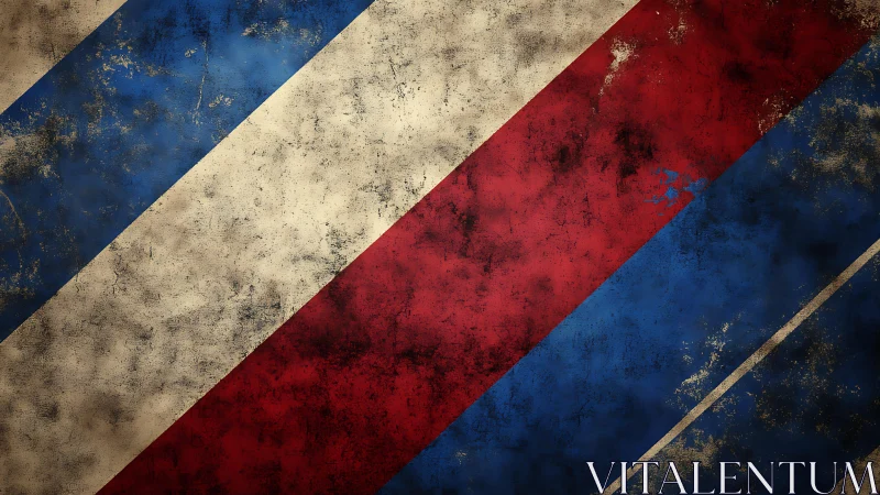 Vintage grunge diagonal flag pattern in blue, red, and beige tones.