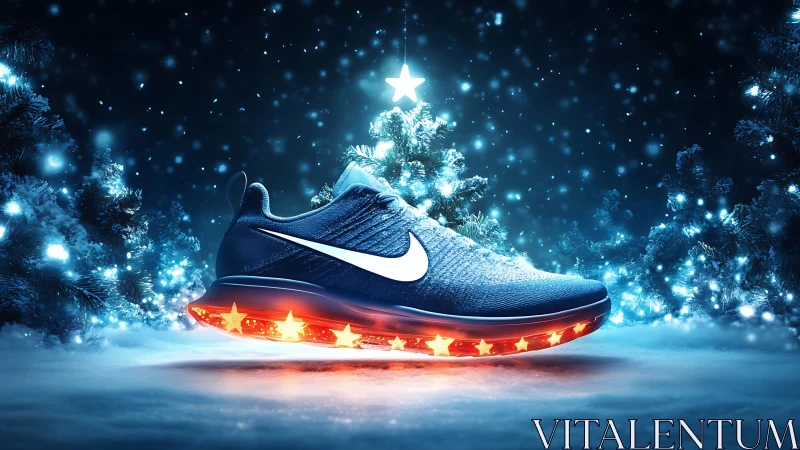 Starlit winter sneaker blazing across a frosted dreamscape.