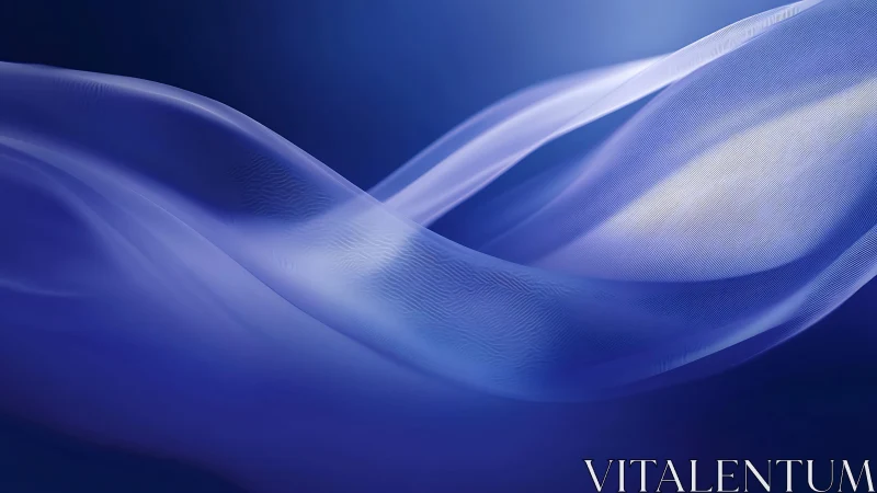 Flowing Blue Fabric Waves in Abstract Minimalist Style.