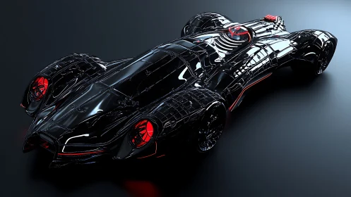 Cyberpunk hypercar concept with glossy aerodynamic chassis design.
