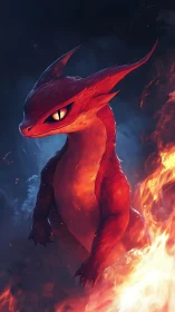 Bioluminescent fire-drake hatchling in thermal plume vortex.