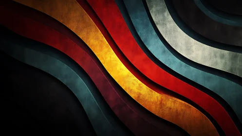 Layered metallic color waves with textured gradient lighting