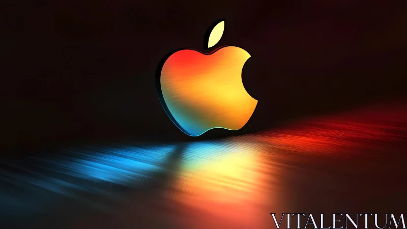 Vibrant Apple Logo with Brushed Metal Effect on Dark Background.