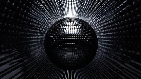 High-gloss tessellated sphere in radial lattice light tunnel