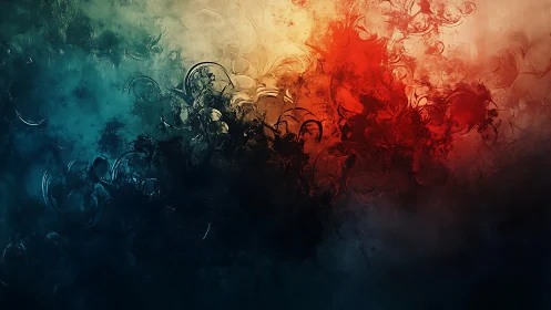 Swirling twilight colors where embers meet the deep sea.