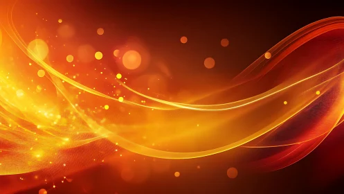 Flowing Fire Waves with Glowing Particles and Bokeh Light