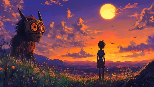 Sunset field convergence of masked beast and lone observer.