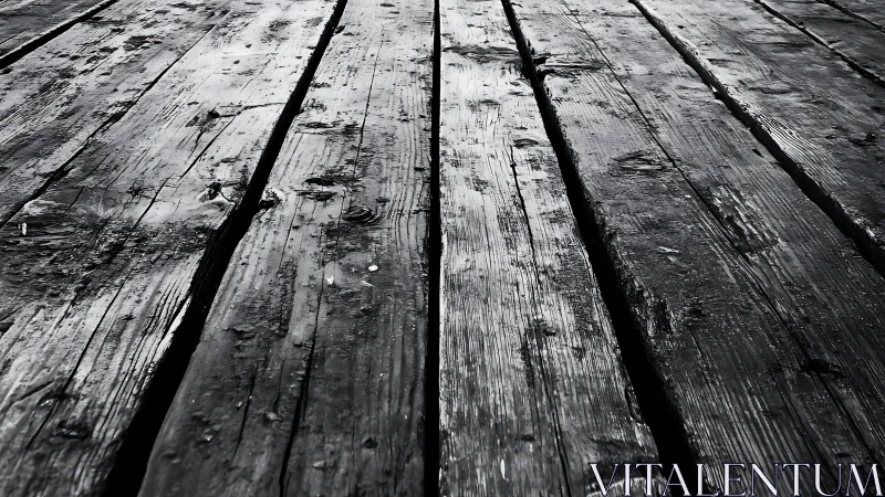 Weathered wooden planks show worn grain, knots, and seams.