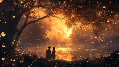 Golden Hours Together: An Enchanted Riverside Moment.