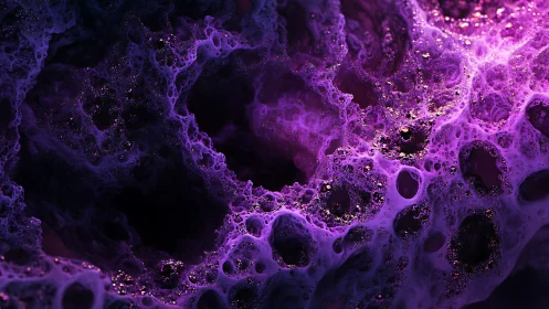 Purple cellular foam structure with illuminated cavities.