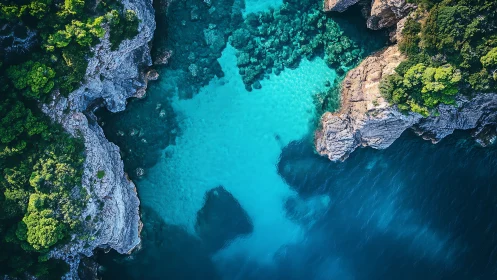 Coastal Cove: Turquoise Waters Meet Rocky Cliffs