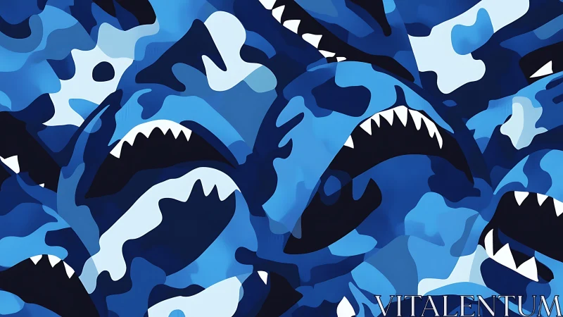 Vector camouflage sharks with interlocking jagged dentition pattern.