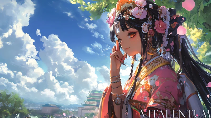 Sky-dreaming blossom empress beneath drifting petals. Period.