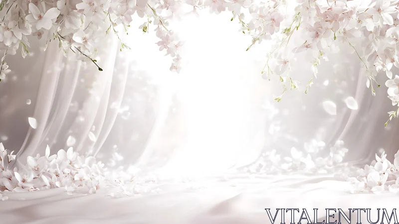 Ethereal Pink Floral Backdrop with Cascading Petals.