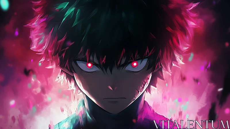 Glowing-eyed antihero stares down chaos in neon storm