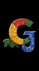 Colorful textured G and J initials form stylized digital emblem
