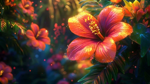 Luminescent Tropical Bloom: Chromatic Rendering with Radiant Petal Architecture.