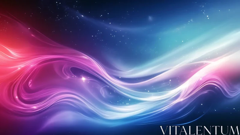 Colored light trails form abstract flowing bands in space