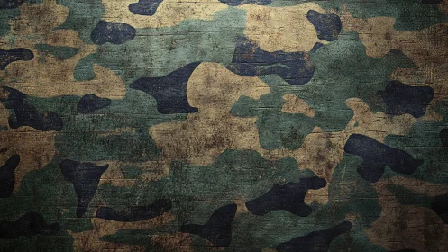 Weathered woodland camouflage pattern evokes rugged utility