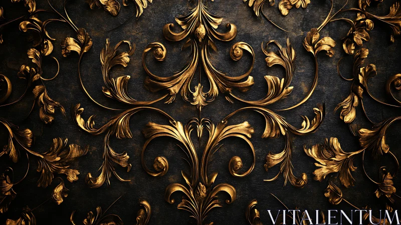 Ornate baroque acanthus scrollwork in gilded low relief.