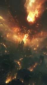 Apocalyptic Cityscape Engulfed in Inferno.