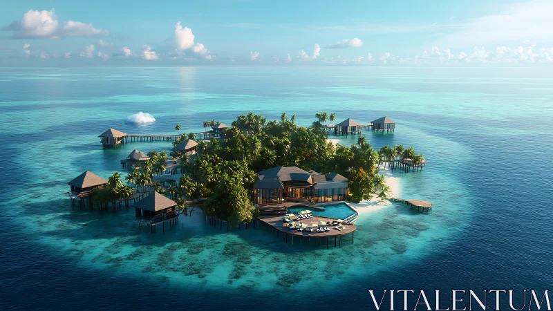 Tropical Island Resort Surrounded by Turquoise Waters