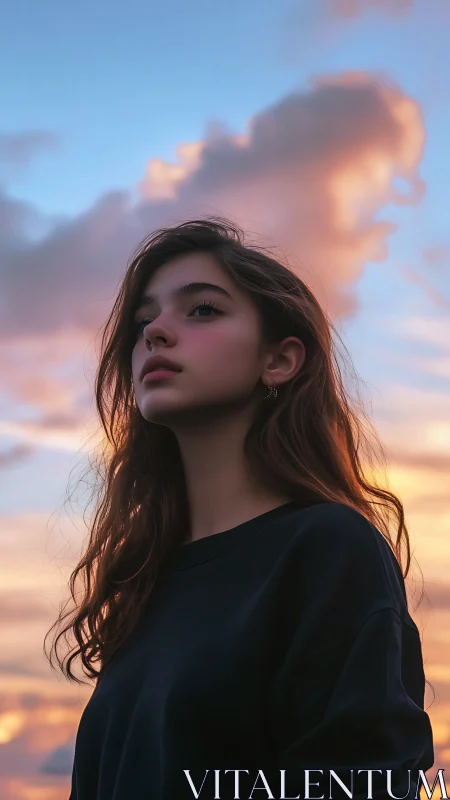 Chromatic dusk portrait with atmospheric depth rendering.