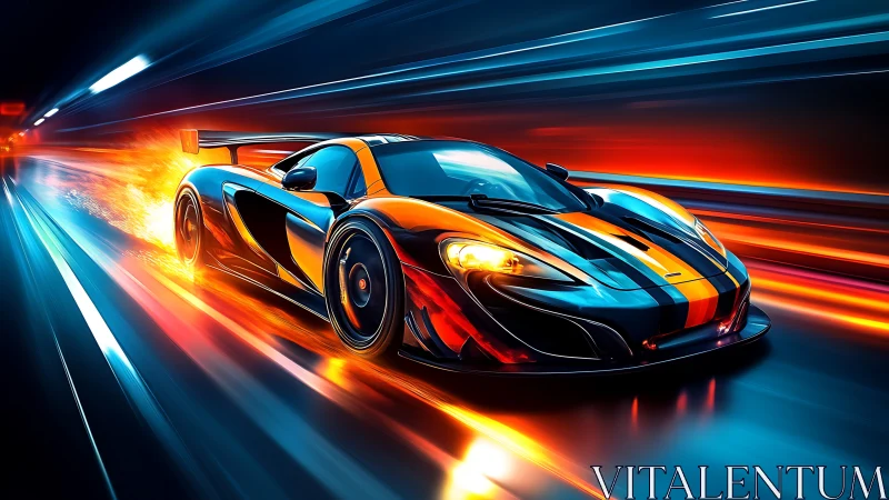 Neon-striped supercar tears open a tunnel of liquid light