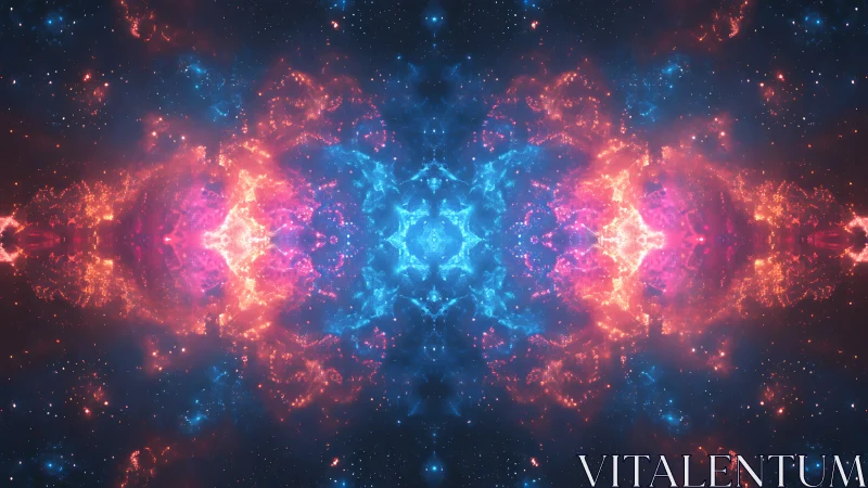 Symmetrical nebula fractal reveals mirrored plasma filaments and stars