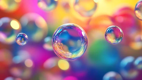 Soap bubble galaxies drift across a neon dream sky