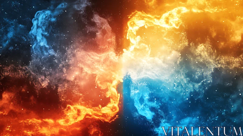 Cosmic fire and ice collide in a luminous elemental standoff.
