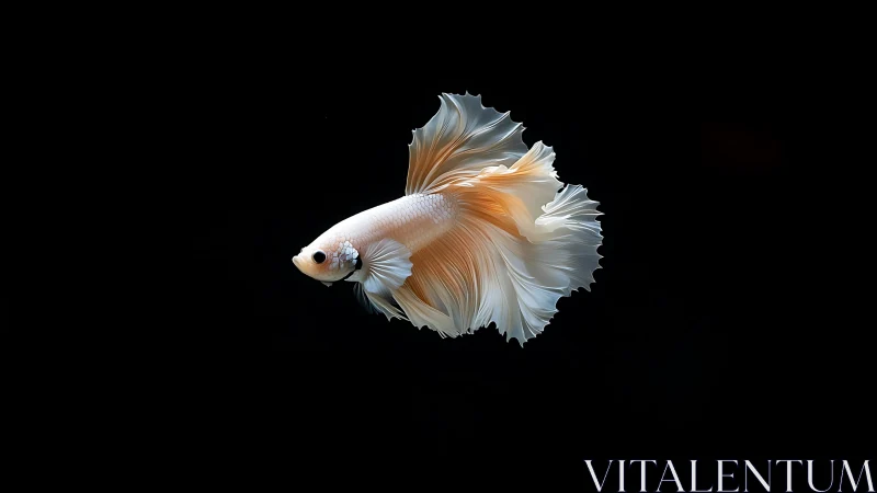 Velvet-finned betta pirouettes in a midnight water stage.