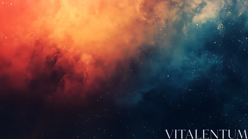 Soft ember nebula drifting into deep midnight blue.