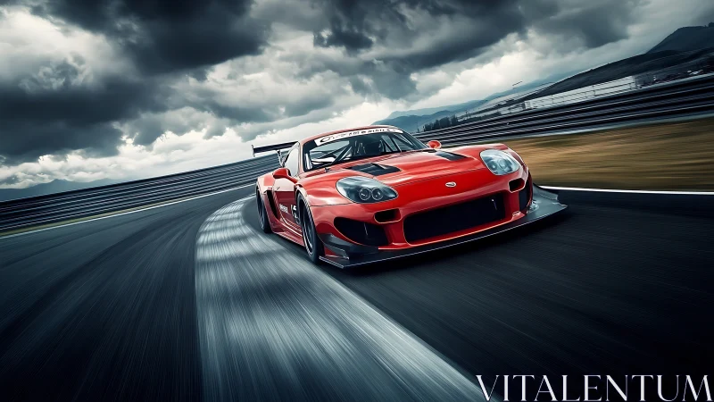 Scarlet track predator carves thunder into a stormy racetrack