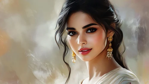 Digital portrait of elegant woman with luminous skin rendering