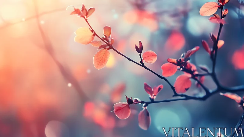 Spring branch macro with bokeh and warm pastel lighting.