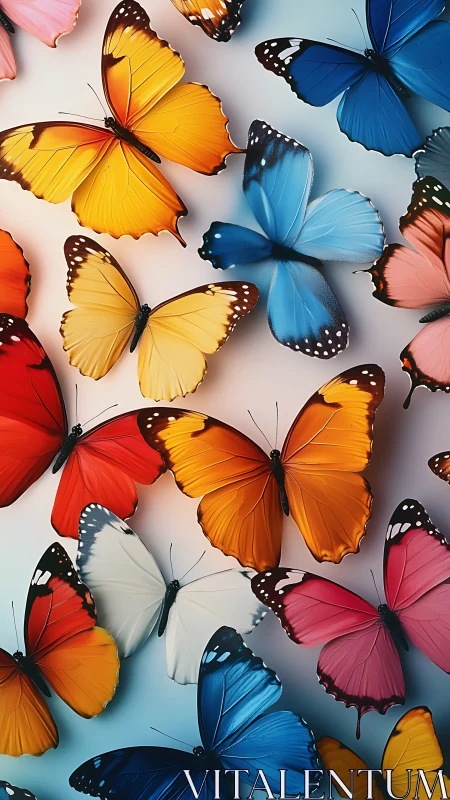 High-resolution multicolored butterflies on soft gradient backdrop