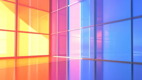 Chromatic glass interior with prismatic gradient wall planes.