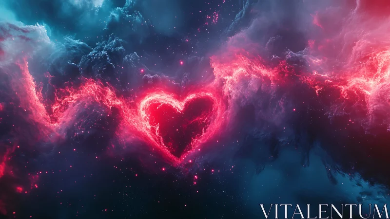 Cosmic heart nebula radiates across dark space