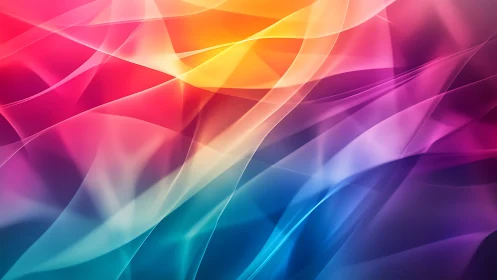 Soft rainbow waves of light drifting through a dreamy sky.